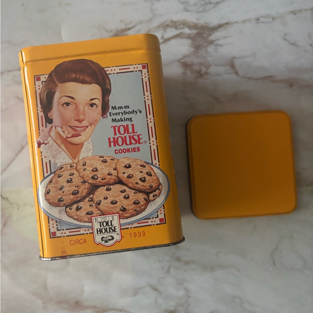 Vintage Nestle Toll House Cookie Tin Retro Recipe Canister circa 1939, 1942, etc